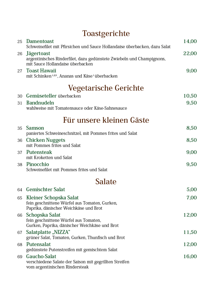 Speisekarte Restaurant Jagerruh In Hagen